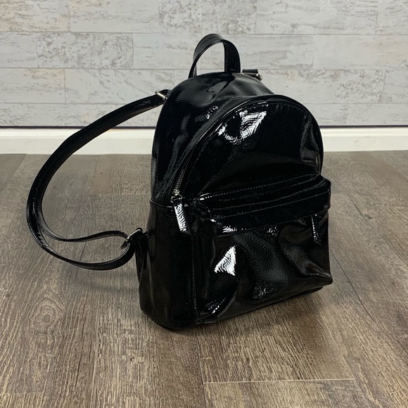 wild fable Handbags - Wild Fable black patent leather mini backpack